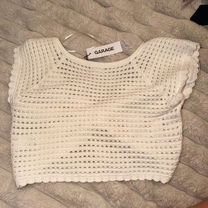 Garage Ivory Crochet Knit Top